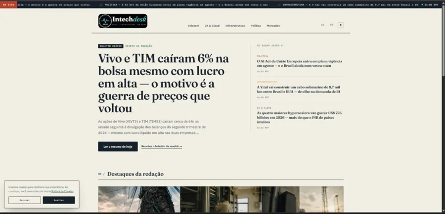 Intechdesk — Portal de Notícias de Tech & Telecom